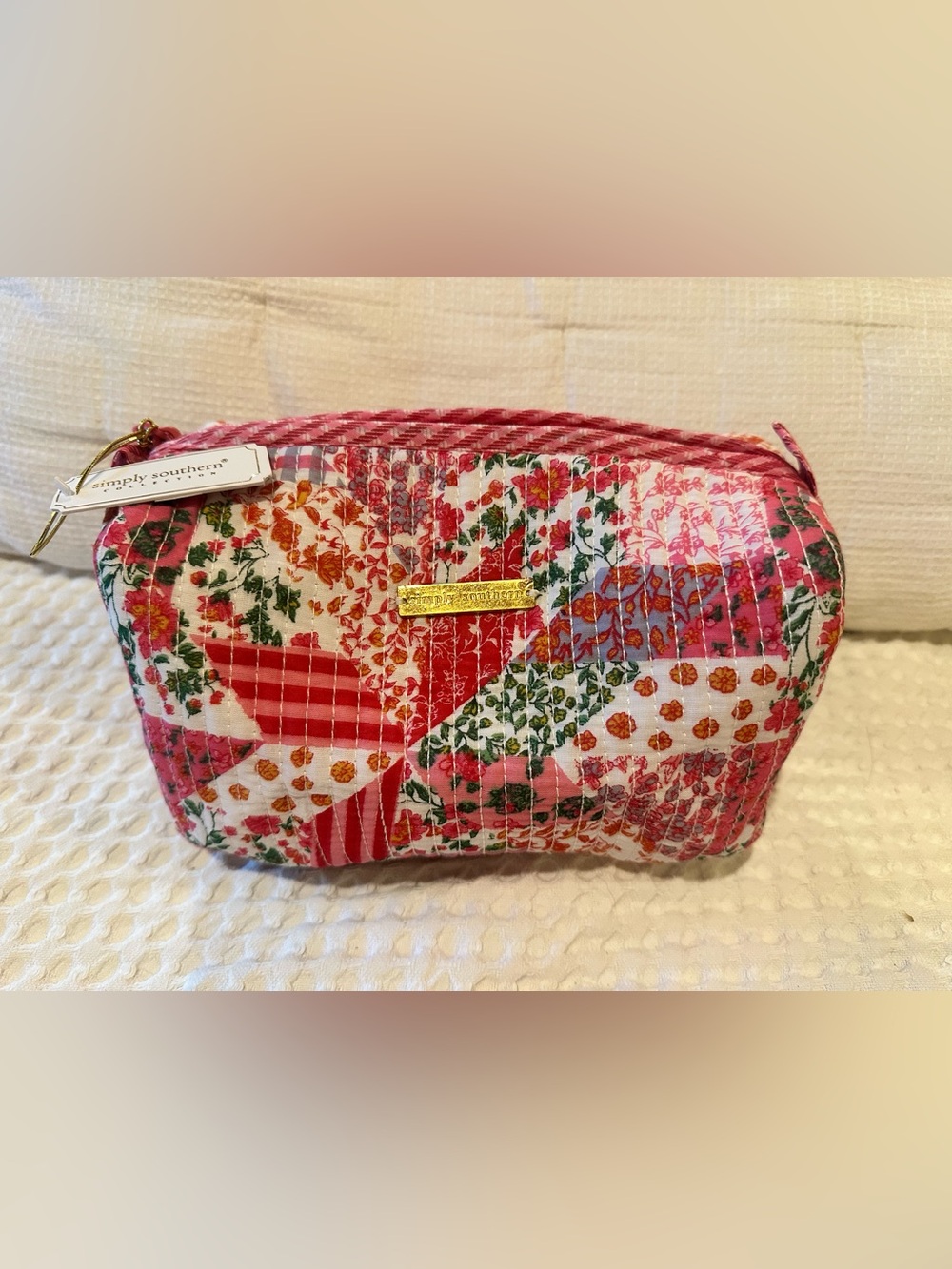 NWT Simply Southern Cosmo Multi-function Floral Cosmetic Bag in Pink & Red